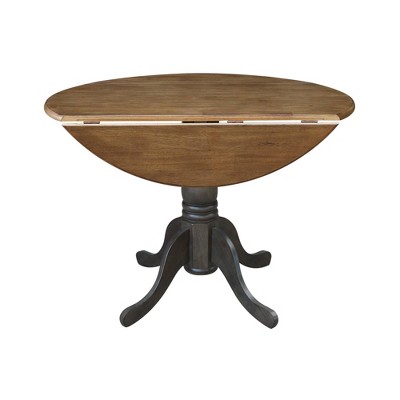 Cottage Charm 42" Round Hickory Wood Extendable Dining Table