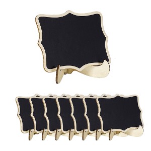 Unique Bargains Wood Mini Chalkboard Signs Tags with Base Stands Message Board Signs 8 Pcs - 1 of 4