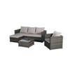 3-Piece Outdoor Patio Furniture Set: Woven L-Shaped Sectional, Wicker Conversation Group with Single Sofa and Detachable Lounger & Coffee Table - 4 of 4