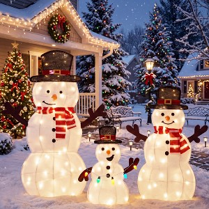 Joyfy 2D Snowman Family Set, Christmas Outdoor Yard Decor with
