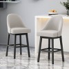 Set of 2 Boyd Modern Upholstered Swivel Barstools Beige: 31" Seat, Rubberwood - Christopher Knight Home - 3 of 4