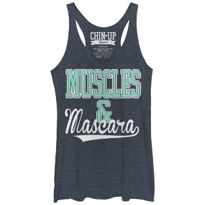 Women's CHIN UP Sporty Muscles and Mascara Racerback Tank Top - 1 of 3