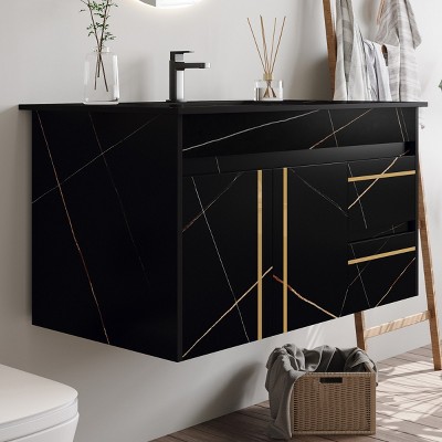 Bathroom Vanities With Ceramic Sink,Bathroom Storage Cabinet With 2 Drawers and 2 Storage Spaces,Floating Bathroom Vanity-Maison Boucle