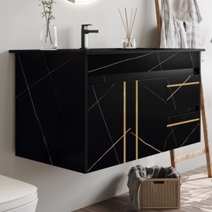Bathroom Vanities With Ceramic Sink,Bathroom Storage Cabinet With 2 Drawers and 2 Storage Spaces,Floating Bathroom Vanity-Maison Boucle - 1 of 4