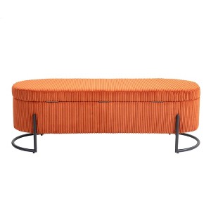 NicBex Modern 52.3" Storage Bench Corduroy Accent Stool with Cushioned Top and Metal Base for Entryway and Living Room - 1 of 4