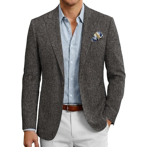 COOFANDY Men's Casual Blazer Slim Fit Sports Coat One Button Business Retro Suit Jackets for Wedding Party Light Khaki XL