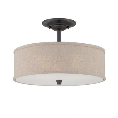 Quoizel Lighting Cloverdale 3 - Light Semi-Flush Mount in  Mottled Cocoa