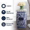 JONATHAN Y Floral Vine 18.5" Chinoiserie Ceramice Square Garden Stool, Blue/White - 4 of 4