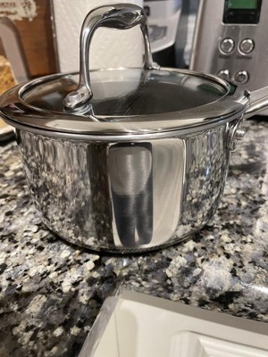 HexClad 1 Quart Hybrid Stainless Steel Pot with Glass Lid