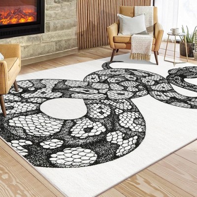 Modern Snake Gothic Area Rug – Kitchen Runner with Non-Slip Backing, Stain Resistant, Easy Clean, Low Pile Indoor Carpet for Hallway, Laundry