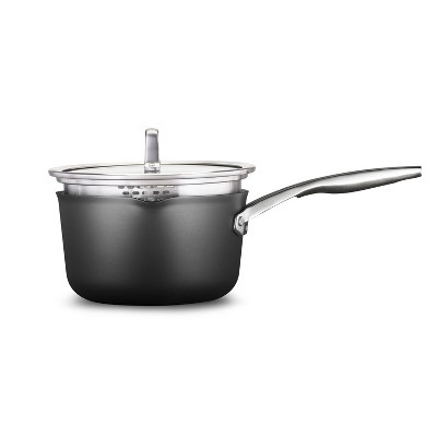 Calphalon Select Space Saving 3.5 qt. Hard-Anodized Aluminum Nonstick Sauce  Pan in Black with Glass Lid 2059879 - The Home Depot