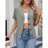 Womens Summer Tops Waffleknit Button Down Shirts Casual V Neck Short Sleeve Shacket Jacket Dressy Blouses - 3 of 4