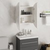 vidaXL Cabinet Bathroom Wall Vanity Mirror Cabinet with Round Mirror and LED - White 18.5" x 18.5" x 6.9" - 4 of 4