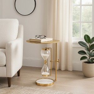Metal End Table with Hourglass Accent for Home Decor - Side Table for Small Spaces, Bedroom, or Living Room Decor - Drink Table - 1 of 4