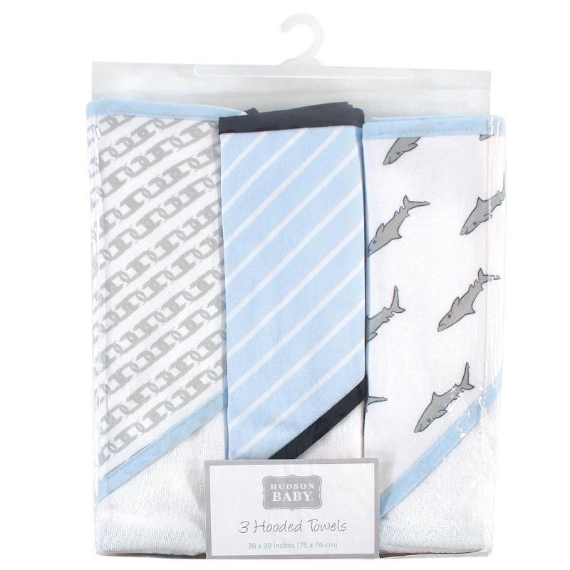 Hudson Baby Infant Boy Rayon from Bamboo Rich Hooded Towels, Sharks, 3 of 4