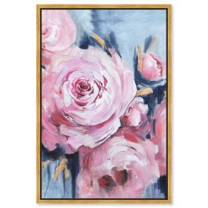 Art Remedy Pink Flowers with Gold Leaves Beach Life Inspired Wall Art Framed - 1 of 4