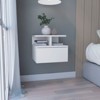 TIRAMISUBEST Smokey Oak Floating Nightstand with 12"H, Drawer, and 2-Tier Shelf, Buffet Cabinet for Bedrooms - 3 of 4