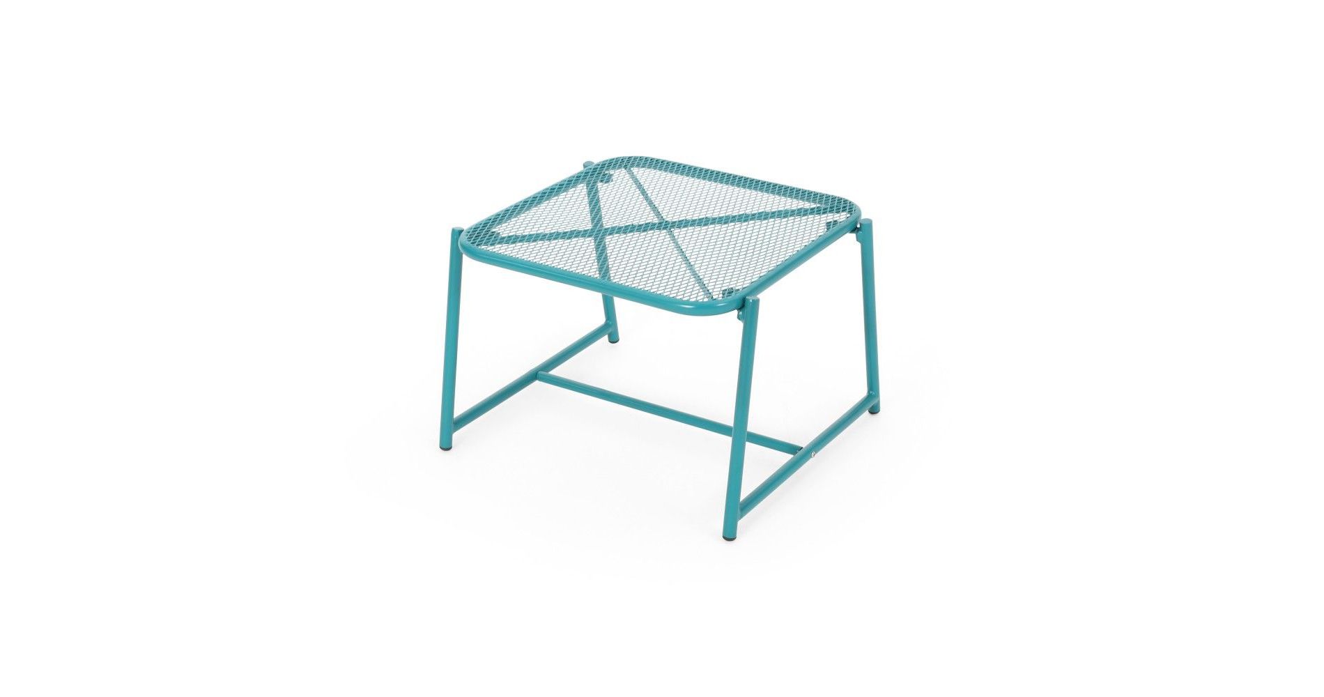 TUYOHW Iron Patio End Table,18 inch Modern Patio Side Table for Backyard,Pool, Indoor Companion,Durable and Rustproof,Rectangle,Teal