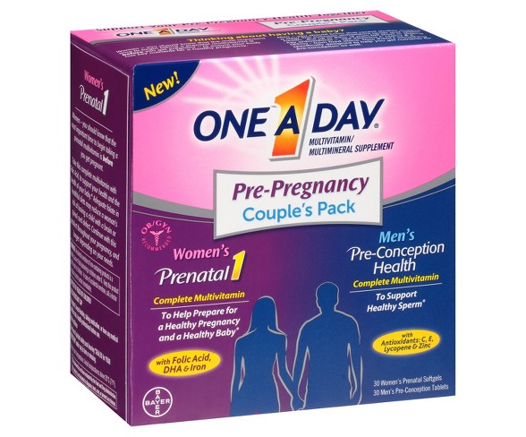 One A Day Pre-Pregnancy Couple's Pack Dietary Supplement Softgels & Tablets - 60ct