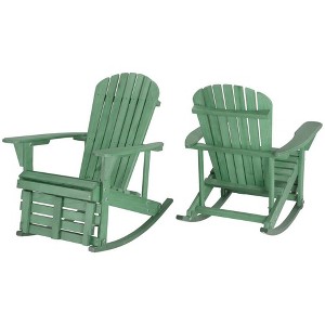 Jiallo Zero Gravity Collection Sea Green Adirondack Rocking Chair with Built-in Footrest - Set of 2 Rocking Chairs - 1 of 4