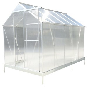 Gulches 6x10x7 Feet Polycarbonate Greenhouse Heavy Duty Aluminum Walk in Kit with Rain Gutter Vent Door Steel Base Backyard Garden - 1 of 4