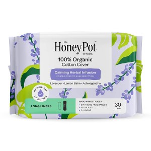 The Honey Pot Company 100% Organic Cotton Cover Calming Herbal Infusion Long Liners - 30ct - 1 of 4