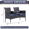 Isabel All Weather PE Rattan Patio Loveseat Set, Conversation Armchair Set with Built-in Coffee Table, Outdoor Furniture - The Pop Home - 3 of 4