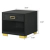 Vynxaria Contemporary Square End Table, Black Finish with Gold Accents, 1 Drawer & Open Shelf - 4 of 4