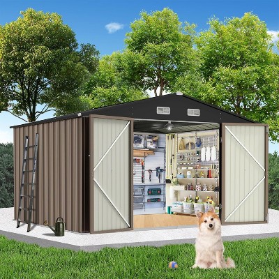 8'x10' Outdoor Storage Shed, Large Garden Shed, with Slooping Roof and 4 Vents
