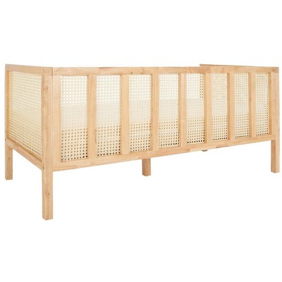 Natural Rattan 3-Seater Sofa with White Cushions