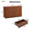 LOVSON 6 Drawer Storage Chest, 55" Wide Modern Chest of Drawers Curved Wave Design,Wood Drawer Organizer for Bedroom, Living Room, Hallway, Walnut - 3 of 4