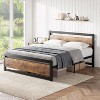 Vintage Industrial Bed Frame with Rustic Wood Headboard, 14" Underbed Storage, No Box Spring Needed, Easy Assembly - 3 of 4