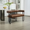 Modern Upholstered Faux Leather Fabric Loveseat 2 Seater Sofa Couch,Living Room,Office Sofa Couch Furniture,2 seater Bench-Cuddlewood - 3 of 4