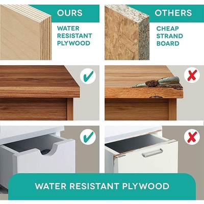 24" White Matte Freestanding Vanity with Satin Brass Hardware