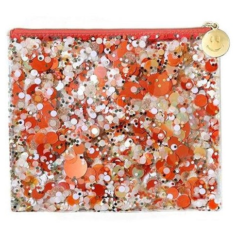 Packed Party Spirit Squad Confetti Everything Pouch, Makeup Bag, Travel Bag,Cosmetic Bag for Women (Orange Burst) - image 1 of 2