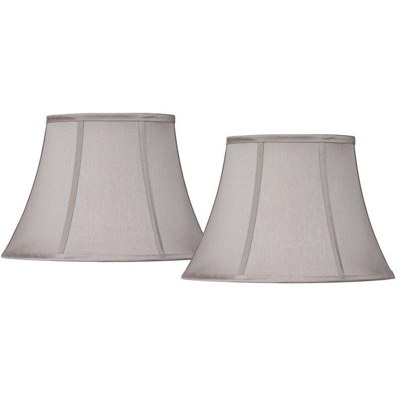 Springcrest Set of 2 Oval Lamp Shades Gray Medium 9" Wide x 7" Deep at Top 15" Wide x 13" Deep at Bottom 10.5" High Spider Harp Finial, 1 of 8