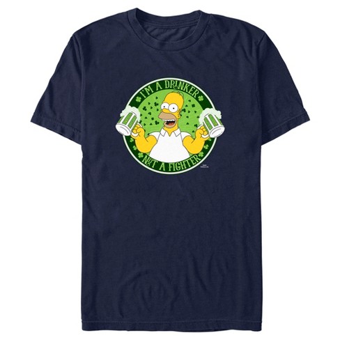 Men's The Simpsons St. Patrick's Day Homer I'm A Drinker Not A Fighter ...