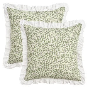 REGALWOVEN Fade-Resistant Leaf Print Ruffled Trim Bohemian Throw Pillow Cases 2 Pcs - 1 of 4