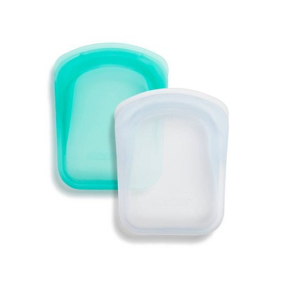 Stasher Pocket Silicone Accessories Bag Set – Clear & Aqua – 2pk