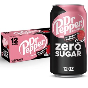 Dr Pepper Strawberries & Cream Zero Soda - 12pk/12 fl oz Cans - 1 of 4