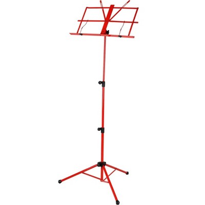 Red Adjustable Folding Music Stand with Tripod Base