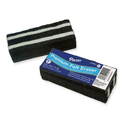 Pacon Chalk & Whiteboard Eraser, Premium, 6 Black & White Felt Strips, Double-Stitched, Reinforced Backing, 5", 1 Eraser (Pack of 10)