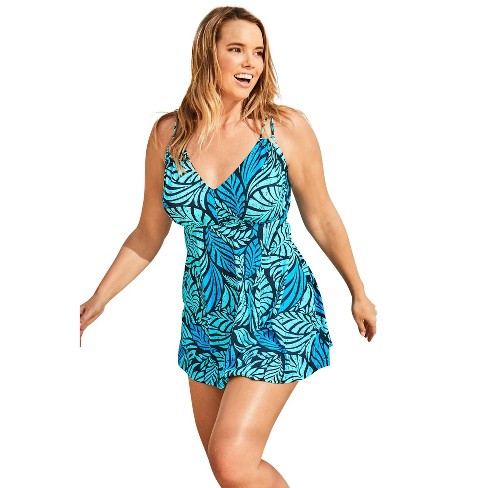 Swim 365 Women's Plus Size Loop Strap Two-piece Swim Dress - 32, Deep ...