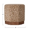 Storied Home Cotton Upholstered Stool / Ottoman with Pine Wood Base and Leopard Print Pattern, Brown and Cream - 2 of 3