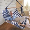 LakeForest"Portable Canvas Hammock Chair with Wooden Stick, 265lbs Capacity, 2 Pillows for Porch & Patio"Blue&Red - 4 of 4