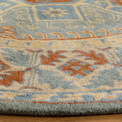 Heritage HG743 Handmade Area Rug - 6'x6' - Blue/Beige - Safavieh