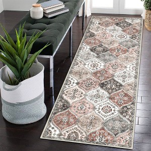 Machine Washable Moroccan Trellis Area Rug Vintage Medallion Distressed Rugs for Living Room - 1 of 4