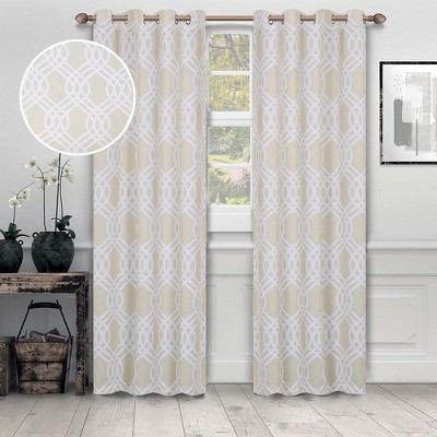 Scrolling Ribbon Trellis Room Darkening Semi-Blackout Curtains, Set of 2 by Blue Nile Mills