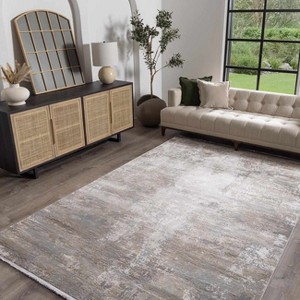 Hauteloom Greencreek Luxury Fringed Faux Silk Rug - 1 of 4