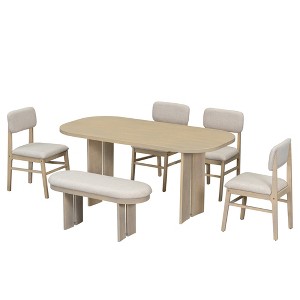 YOOCOZZ 6-Piece Modern Farmhouse Dining Set with Rectangular Table and Bench - 1 of 4